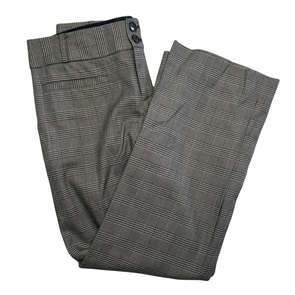 Anthropologie Essential Flare Trousers 0 Glen Plaid Dress Pants Academia Preppy